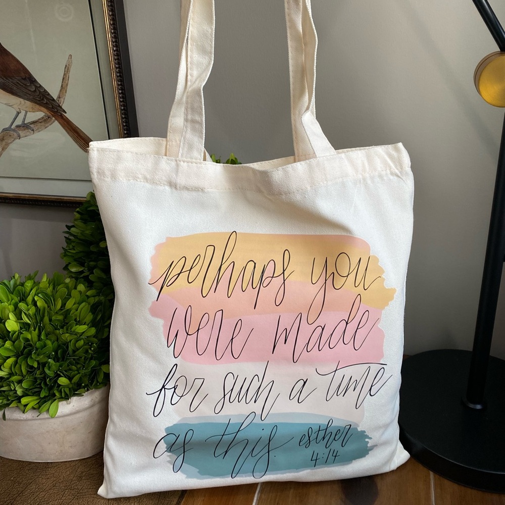 Inspirational Print Reusable Canvas Shopping Tote Beach Bag - Picture 3 of 10
